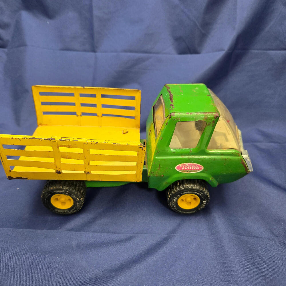 Tonka Green Yellow Stake Truck‎ Vintage Toy